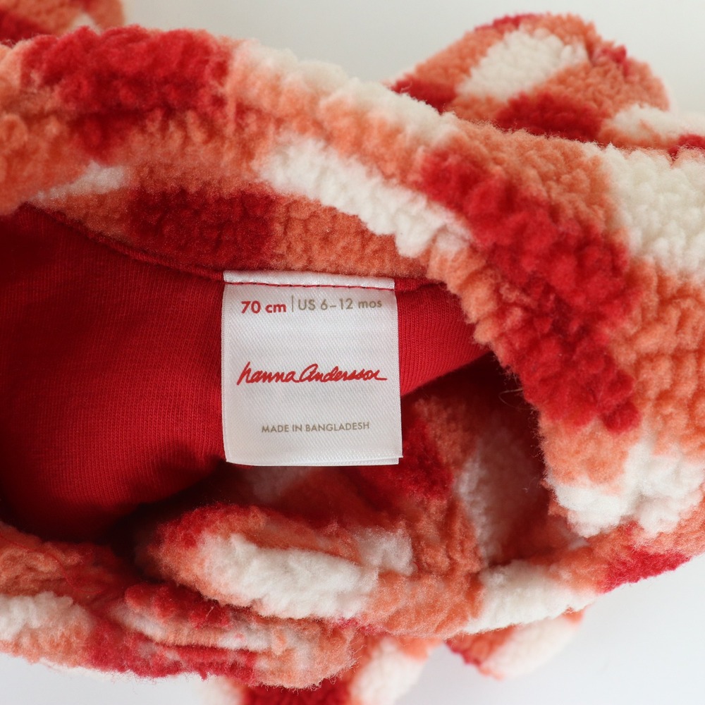Hanna Andersson Baby Printed Faux Shearling Jacket 6-12 Months Red Gingham Plaid - Picture 6 of 8